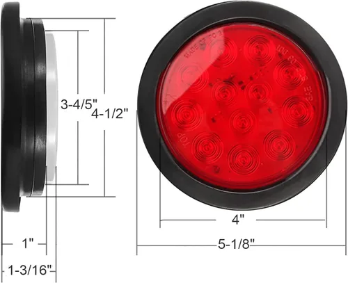 Miniatura 5 de 4 piezas de luces traseras LED redondas de 4 pulgadas - Luces de freno, giro, parada, respaldo, reversa y antiniebla de 4 pulgadas para remolques