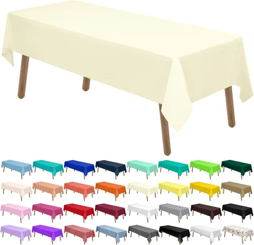 Miniatura 34 de Manteles de Plástico Azul Claro Paquete de 2 Cubiertas de Mesa Desechables 54 x 108 Pulgadas Manteles para Baby Shower Fiesta PEVA Manteles Azul