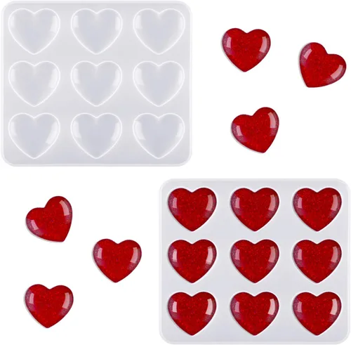 WILLBOND Molde de resina de corazón, moldes de silicona de resina de corazón para el día de la madre, regalos de fiesta de bricolaje para mamá,