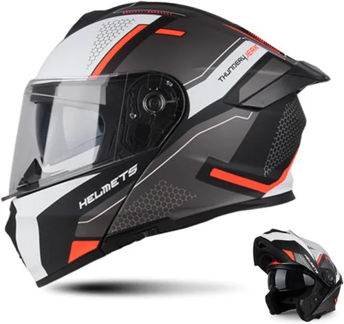 Miniatura 8 de Modular Motorcycle Helmet for Men Women, Flip Up Full Face to Open Face Helmet, DOT & FMVSS 218 Certified, Dual Visor, Removable & Washable Liner