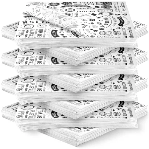 1000 piezas de hojas de papel encerado para delicatessen de 12 x 12 pulgadas, resistentes a la grasa, forros para bandejas canasta, papel de Blanco