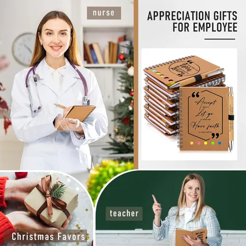 Miniatura 6 de Resurhang Juego de 40 regalos para la semana de la enfermera, regalo inspirador a granel, cuaderno de papel kraft en espiral a granel con nota