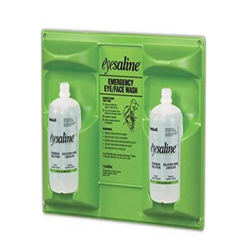 Honeywell Home-32-000462 - Estación de pared de lavado de ojos salino estéril de 32 onzas (32.0 fl oz) (trilingüe, incluye 2 botellas completas),