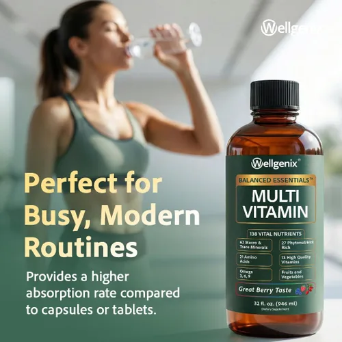 Miniatura 4 de Suplemento líquido nutricional Balanced Essentials, 32 onzas, Very Berry, HBE, 1, 1