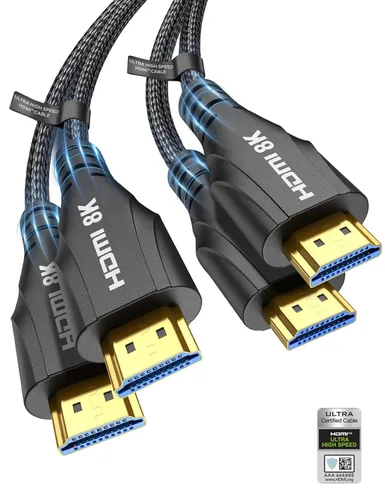 Miniatura 14 de Cratree Cable HDMI de 15 pies de largo – Cable HDMI de ultra alta velocidad certificado 8K, cable HDMI trenzado de 48 Gbps, 8K 60 Hz, 4K 120 Hz