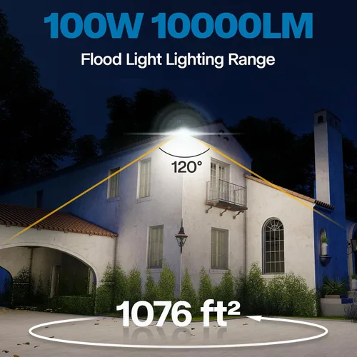 Miniatura 6 de Leddictive - Paquete de 2 luces LED de inundación para exteriores, 3CCT 3000/4000/6000K seleccionables, 100W 10000LM, foco de inundación