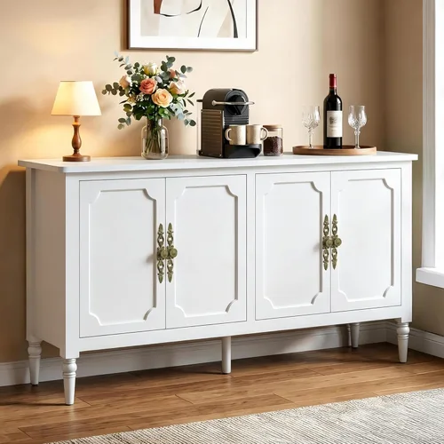 Miniatura 11 de RoyalCraft Armario buffet con almacenamiento, aparador vintage de 59 pulgadas con estantes ajustables, barra de café pintada moderna de mediados