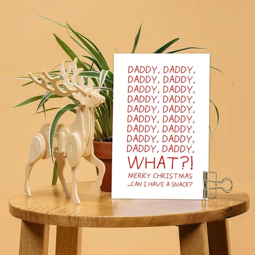 Miniatura 5 de Divertida tarjeta de Navidad con texto en inglés «Can I Have Snack?» Navidad traviesa para papá de hijo e hija, bonita tarjeta de Navidad con mensaje