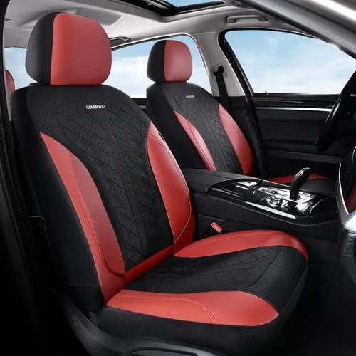 Miniatura 8 de Coverado Fundas de asiento delantero, fundas de asiento beige, 2 asientos, protectores de cuero para automóvil, paquete de 2, fundas de asiento
