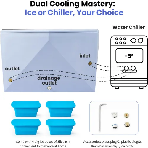 Miniatura 3 de ICECON Bañera de inmersión fría profesional, baño de hielo rotomoldeado resistente para atletas, incluye 4 moldes de bloque de hielo, diseño