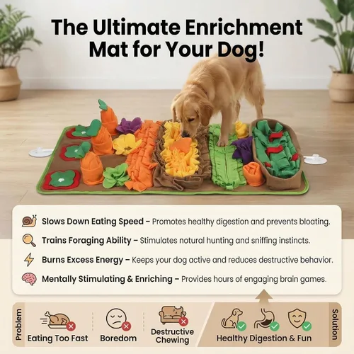 Miniatura 3 de Tapete de olfateo para perros de razas grandes, 32 x 20 pulgadas, lavable, duradera, para entrenamiento de alimentación lenta, juguete