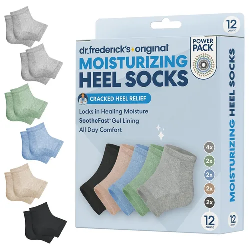Miniatura 11 de Dr. Frederick's Original- Calcetines hidratantes para el tratamiento del talón agrietado/pies secos para mujeres y hombres, 2 pares, aloe verde Aloe