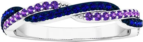 Miniatura 2 de Dazzlingrock Collection Anillo de boda apilable redondo de amatista y zafiro azul para mujer en oro