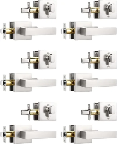 Miniatura 24 de KNOBWELL - Pomo resistente para puertas exteriores con cerradura de seguridad de doble llave y cuadrada; juego de picaportes para puertas