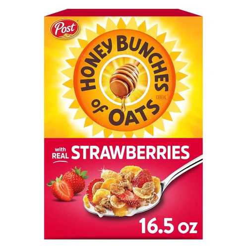 Miniatura 16 de Post Honey Bunches of Oats Cereal de desayuno de vainilla, cereal de vainilla con racimos de avena y granola, caja de 18 onzas (paquete de 2)