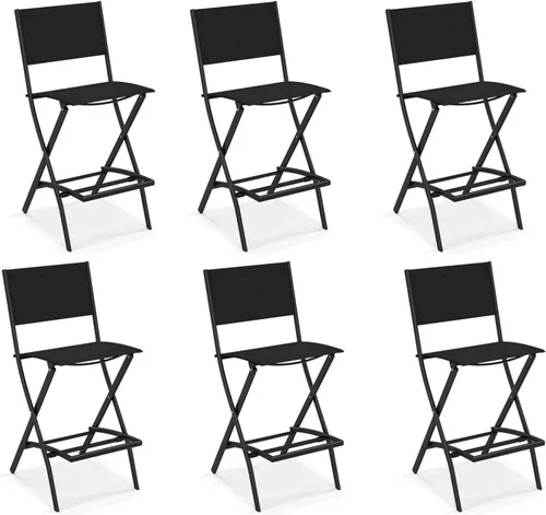 Miniatura 11 de Tangkula Juego de 4 taburetes de bar para exteriores, sillas de bar plegables de altura de mostrador con respaldo y reposapiés, sillas de comedor
