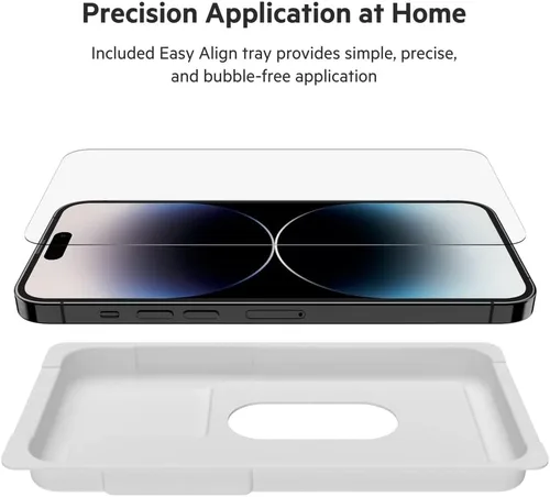 Miniatura 5 de Belkin TemperedGlass - Protector de pantalla para iPhone 14 Pro Max, accesorios para iPhone 14 Pro, fácil aplicación con bandeja guía