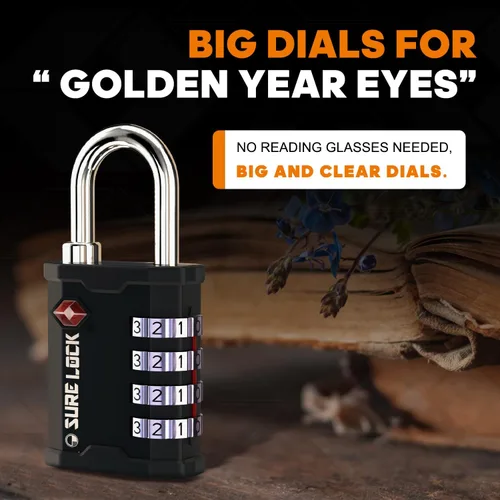Miniatura 3 de SURE LOCK TSA aceptó candado de equipaje de gran resistencia para cajas de armas, transporte de cajas de equipos en ferias comerciales, música e