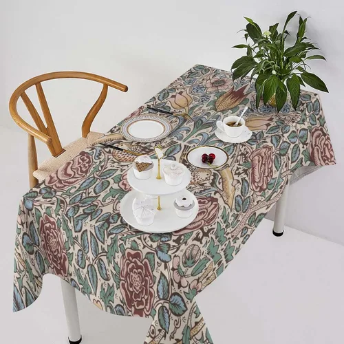 Miniatura 29 de Mantel de Mesa William Morris, Diseño Original William Morris Rústico de Granja Familiar con Estampado Étnico Mínimo para Decoración de Fiesta