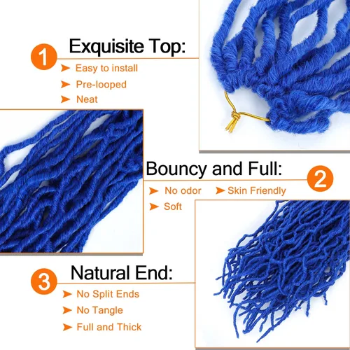 Miniatura 3 de Pelo sintético de ganchillo de 18 pulgadas, 2 paquetes de rastas suaves de diosa, trenzas de ganchillo pre-enlazadas para mujeres negras, pelo
