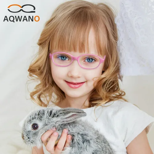 Miniatura 10 de AQWANO Children Optical Glasses Frame tr90 Flexible Bendable One-piece Safe Eyeglasses Girls Boy