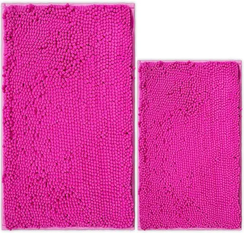 Miniatura 35 de Juego de 2 tapetes de baño de chenilla, superabsorbentes, con fuerte respaldo antideslizante de PVC, tapetes de baño para baño, peludos