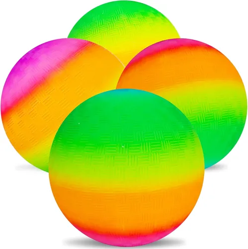 Miniatura 8 de Visen 4 bolas de arco iris para niños y adultos con 1 bomba de mano, bolas de goma coloridas de 8.5 pulgadas, pelotas inflables de varios