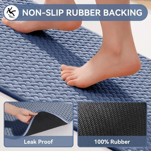 Miniatura 3 de YDKGL Alfombras de baño antideslizantes, superabsorbentes, de secado rápido, para baño, textura de tejido de espuma, alfombras de baño delgadas