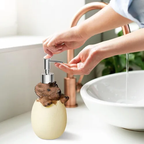 Miniatura 6 de Dispensador de jabón de dinosaurio, 2 piezas, dispensador de jabón para niños, lindo dinosaurio, accesorios de baño, loción de ducha de animales