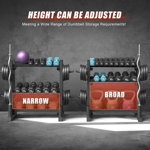 Miniatura 3 de 3-Tier Dumbbell Rack, 1100LB Capacity Adjustable Weight Rack for Home Gym, Heavy-Duty Weight Stand for Dumbbells Kettlebells & Weight Plates(Rack