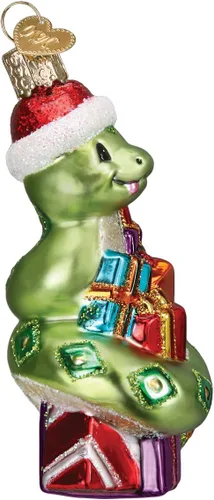 Miniatura 3 de Old World Christmas Adorno soplado de cristal de serpiente de Papá Noel para árbol de Navidad, decoración navideña hecha a mano, colección Santa