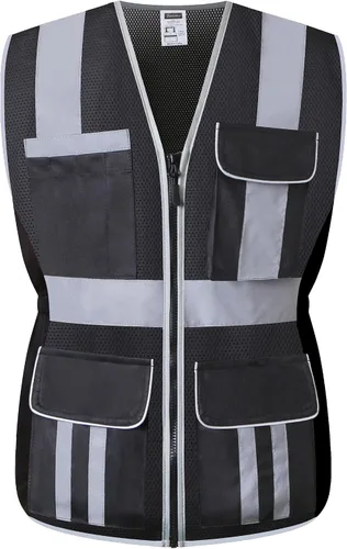 Miniatura 3 de Chaleco de seguridad para mujer, múltiples bolsillos, de alta visibilidad, reflectante, malla transpirable, chaleco de trabajo para dama, cremallera