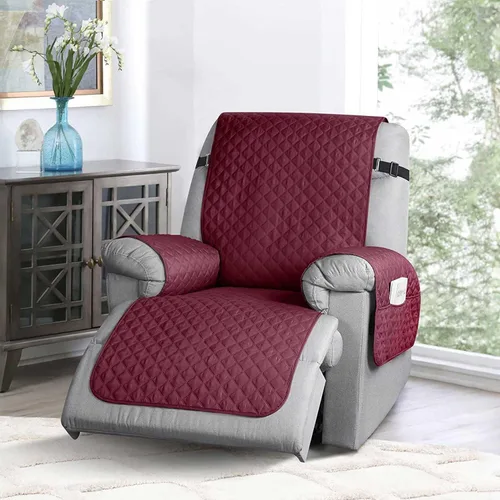 Louis Donne - Funda acolchada reversible para sillón reclinable, resistente al agua, protector de muebles para sillón reclinable, funda Rojo