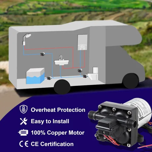 Miniatura 6 de Bomba de agua Wassermann para RV 12 voltios DC 3.0GPM 55PSI, reemplazo para 4008-101-A65, bomba de agua autocebante con diafragma y interruptor