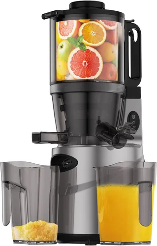 Exprimidor de prensa en frío - Máquinas exprimidoras lentas con canal de alimentación de 5.5 pulgadas, exprimidor masticador para frutas y verduras