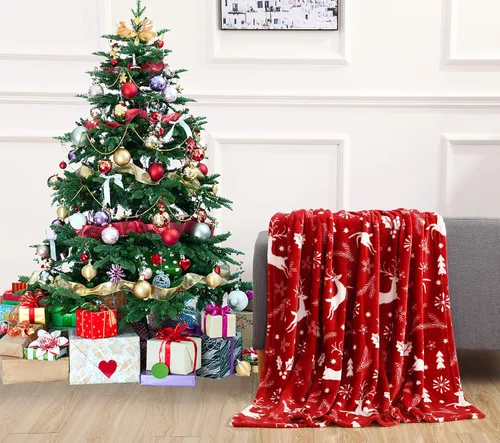 Miniatura 2 de Elegant Comfort Manta de Forro Polar de Terciopelo de Lujo Súper Suave con Estampados Navideños - Decoración del Hogar con Temática Navideña, Mantas