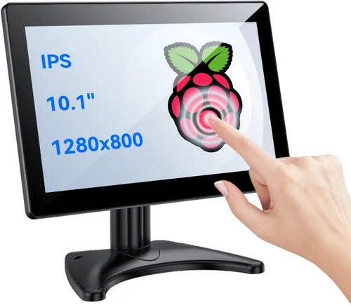 Eyoyo Monitor de pantalla táctil pequeño de 10.1 pulgadas: pantalla IPS de 1280x800, táctil de 10 puntos, entrada HDMI VGA AV, altavoces