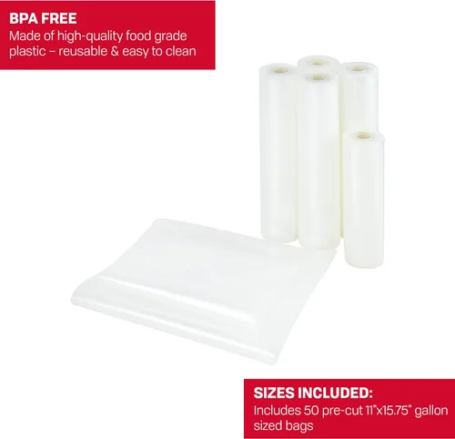 Miniatura 4 de Bolsas selladoras de vacío manuales VS-10HB, pequeñas, transparentes, paquete de 24 unidades, De Nesco, Transparente
