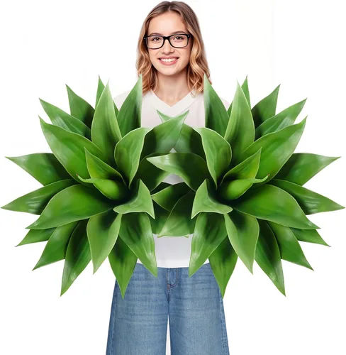 Miniatura 9 de Velener Plantas artificiales de agave falsas, Plantas suculentas falsas para decoración de habitaciones, tallos de plantas de agave sintético sin
