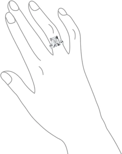 Miniatura 3 de Anillo de compromiso de plata de ley 925 chapada en oro amarillo de 14 quilates circonita cúbica AAA corte esmeralda estilo Art Deco para mujer