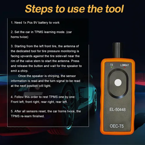 Miniatura 5 de Bittwee EL-50448 TPMS Herramienta de reaprendizaje, entrenamiento de programación de sistemas automáticos, OEC-T5 para la mayoría de los vehículos