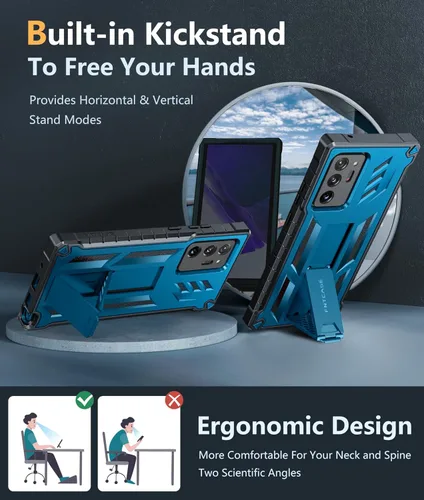 Miniatura 5 de FNTCASE Funda para Samsung Galaxy Note 20 Ultra: [Protector de pantalla y soporte integrados] [Protección contra caídas de grado militar] Protección