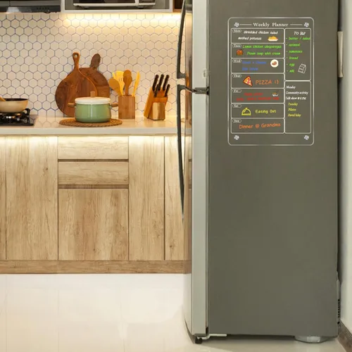 Miniatura 7 de JonXon Tablero magnético de menú acrílico de 8 x 12 pulgadas para cocina, calendario semanal acrílico para refrigerador, planificador de comidas