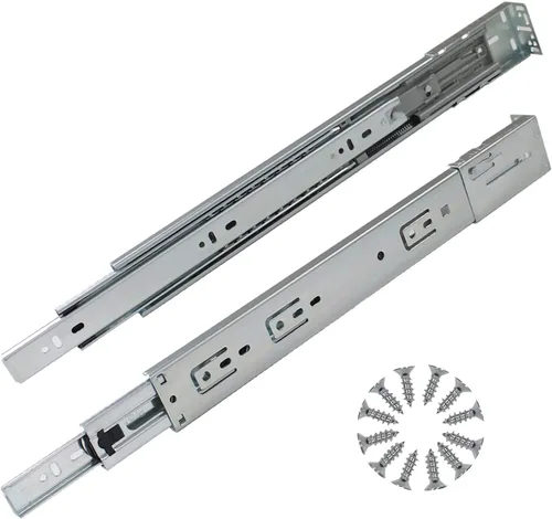 Miniatura 14 de Gobrico Diapositivas de cajón de rodamiento de bolas de cierre suave de 18 pulgadas con soportes, montaje lateral, extensión completa, correderas