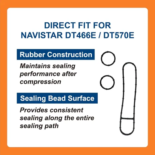 Miniatura 3 de BTS-1842126C91 - Juego de juntas para enfriador de aceite, compatible con motores Navistar DT466E/DT570E, 1 juego de repuesto para OEM 1842126C91