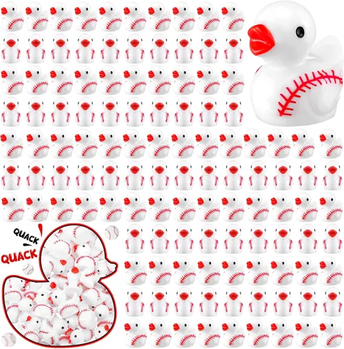 Arrowbash 100 Pcs Mini Resin Baseball Ducks Figurines Miniature Sport Duck Statues Mini Resin Figurine for Birthday Party Gifts Micro Garden