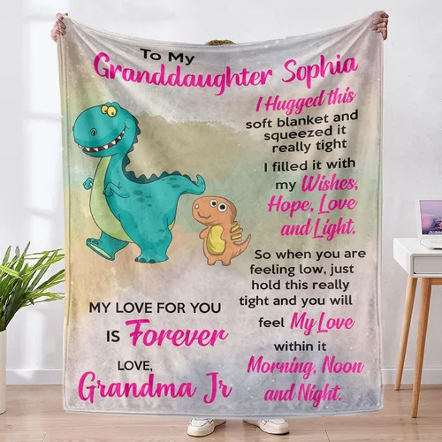 Miniatura 9 de Manta Personalizada para Mi Nieta de Abuela Mamá Abuelo, Manta Personalizada con Letras de Tortuga Edredones Microforro Polar Manta de Vellón