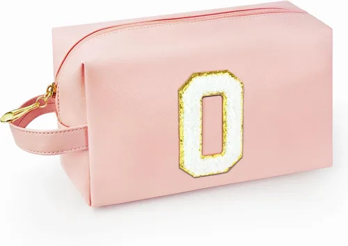 Miniatura 26 de Bolsa de maquillaje personalizada con inicial con asa, bolsa de cosméticos de preparación con bolsillo interior con cremallera, 8, 9, 10, 11, 12