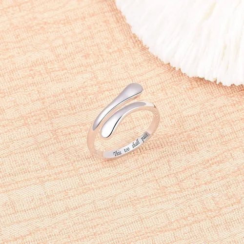 Miniatura 3 de Fookduoduo - Anillo de plata esterlina 925, joyas ajustables, anillos abiertos para mujeres y niñas