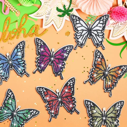Miniatura 4 de Kit de 10 posavasos de pintura de diamantes de mariposa con soporte para principiantes, adultos y niños, suministros de arte de primavera para regalo